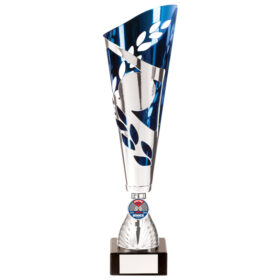 Zeus Lazer Cut Metal Cup Silver & Blue 355mm