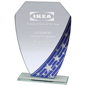 Starlight Hex Jade Glass Award Blue 205mm
