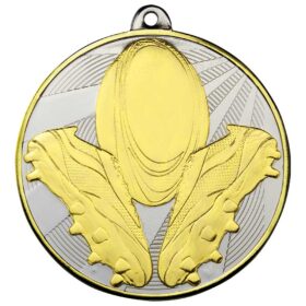 Premiership Rugby Boot & Ball Medal Gold & Silver 60mm