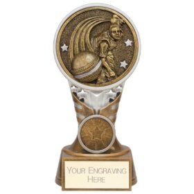 Ikon Tower Cricket Bowler Award Antique Silver & Gold 150mm
