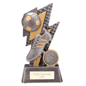 Strike Bolt Football Award Antique Silver & Gold 150mm