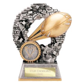 Blast Out Rugby Award Antique Silver & Gold 120mm