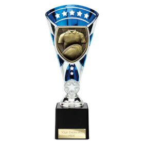 Cobra Star Cup Rugby Shirt & Ball Silver & Blue 230mm