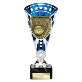 Cobra Star Cup Netball Silver & Blue 210mm