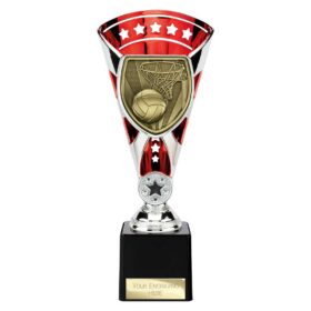 Cobra Star Cup Netball Silver & Red 230mm