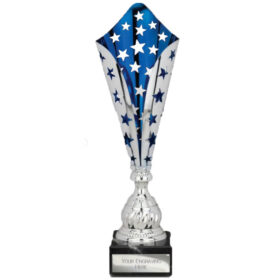 Galaxy Laser Trophy Silver & Blue 390mm
