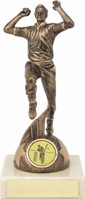 Male Cricket Figurine-Bowler- Antique Bronze-180mm