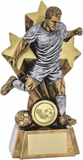 Male Football Figurine/Star- Antique Gold/Silver-190mm