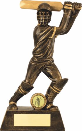 Male Cricket Figurine- Antique Bronze-150mm