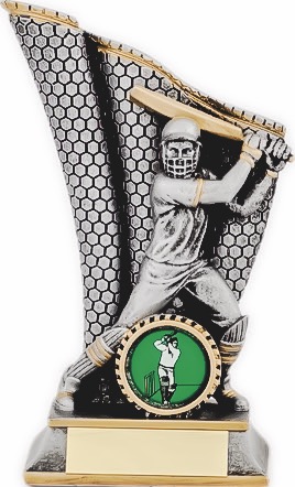 Male Cricket Figurine- Batter - Silver-150mm