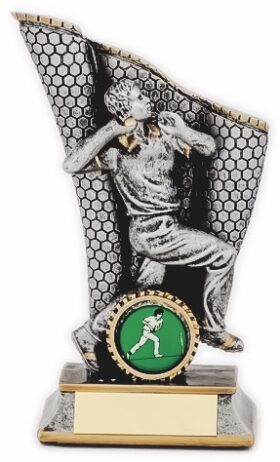 Male Cricket Figurine- Bowler - Silver-150mm