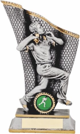 Male Cricket Figurine- Bowler - Silver-200mm