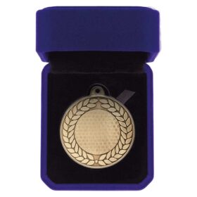 Aviator Golf Medal & Box Antique Gold 50mm