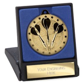 Cascade Stars Darts Medal & Box Gold 50mm