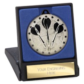 Cascade Stars Darts Medal & Box Silver 50mm