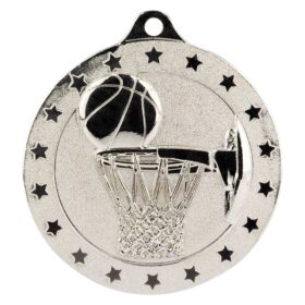Cascade Stars Basketball Medal Silver 50mm