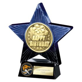 Superstar Happy Birthday Award Blue & Black 140mm