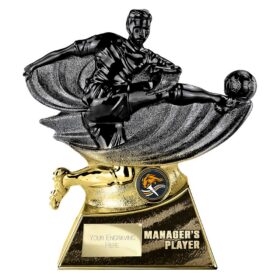 Power Strike Football Managers Player Carbon Black & Gold 200mm