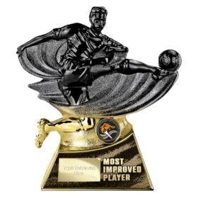 Power Strike Football Most Improved Carbon Black & Gold 200mm