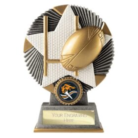 Pulse Star Rugby Award Antique Silver & Gold 150mm