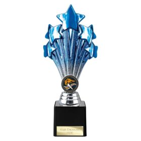 5 Star Trophy Blue and Silver 220mm